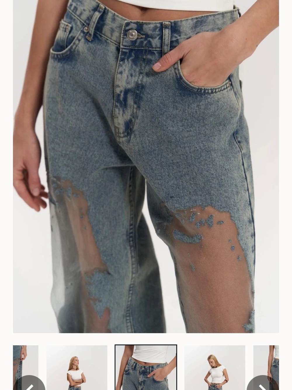 Women’s Distressed Bleach-Effect Blue Jeans